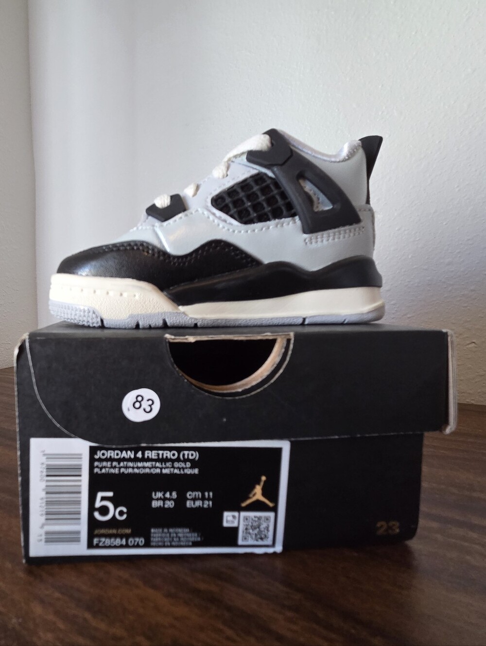 Jordan 4 Retro (Toddler) White and Black Kids' Shoe